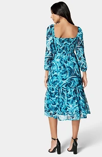 Bebe Women's Printed Chiffon Midi Dress