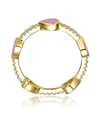 GiGiGirl Kids Sterling Silver 14k Gold Plated with Cubic Zirconia Enamel Heart Stacking Ring