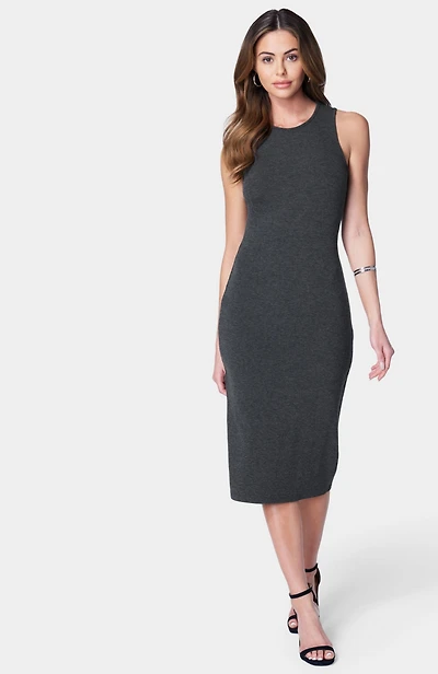 Bebe Women's High Neck Midi Sweater Rib Dress