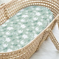 The Peanutshell Green Safari Bassinet Sheets for Newborn Baby Girl or Baby Boy, 4 Pack Set