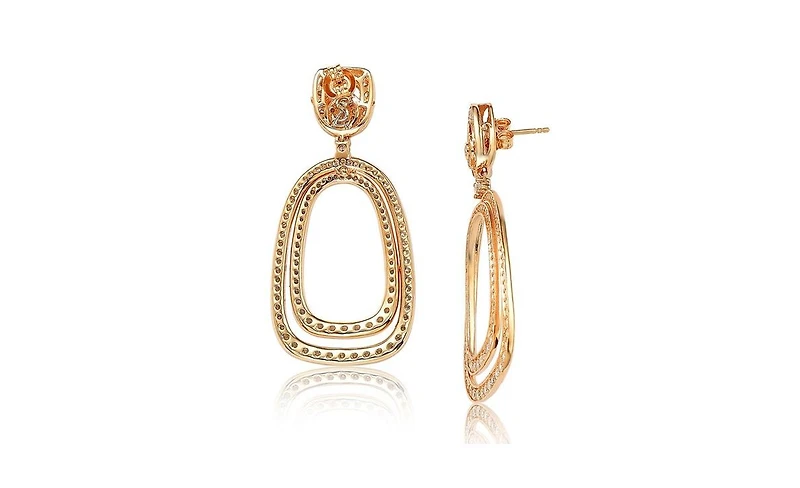 Suzy Levian Sterling Silver Cubic Zirconia Large Double Dangle Earrings