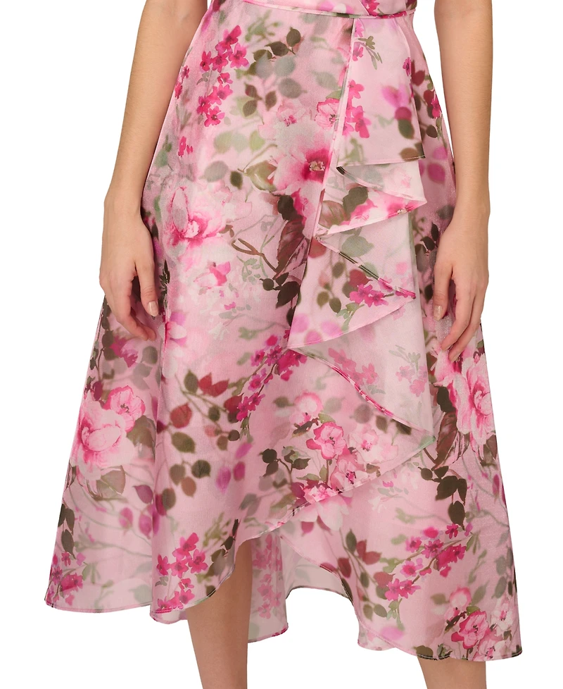 Adrianna Papell Women's Printed One-Shoulder High-Low Dress