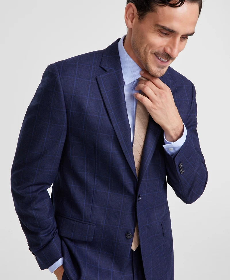 Michael Kors Men's Classic-Fit Wool-Blend Stretch Plaid Suit Separate Jacket
