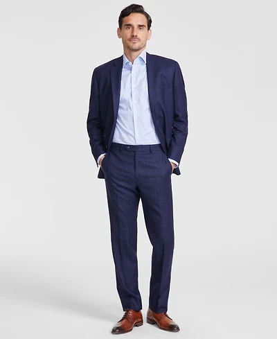 Michael Kors Men's Classic-Fit Wool-Blend Stretch Plaid Suit Separate Pants