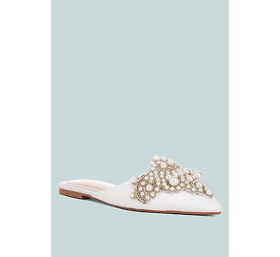 Astre Pearl Embellished Shimmer Mules