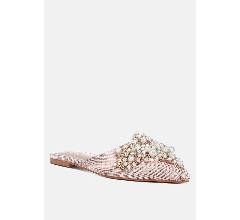 Astre Pearl Embellished Shimmer Mules