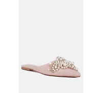 Astre Pearl Embellished Shimmer Mules
