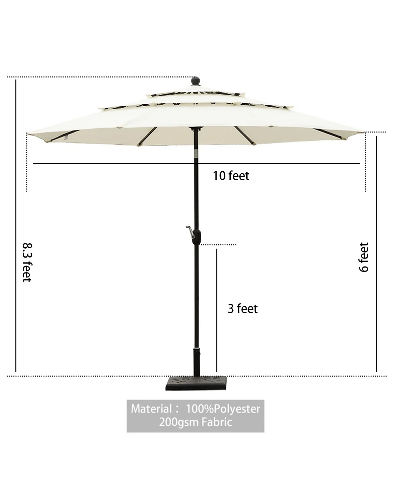 Aoodor Garden Market Umbrella - 10 Ft x 8.3 Outdoor Patio Round