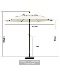 Aoodor Garden Market Umbrella - 10 Ft x 8.3 Outdoor Patio Round