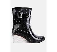 drench clear wedge rainboots