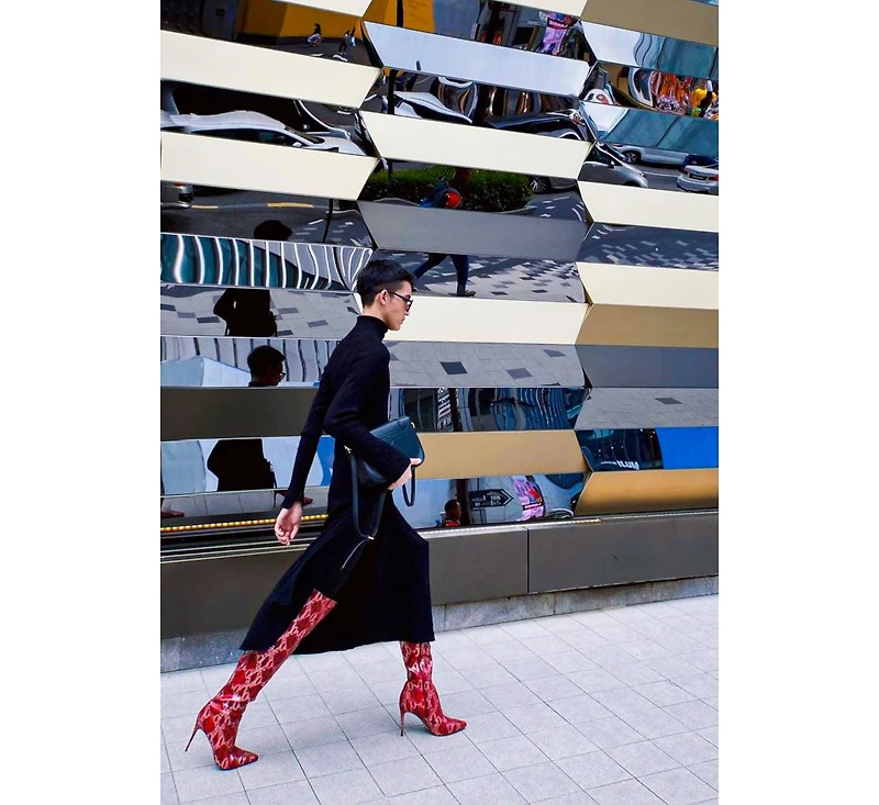 Women's Catalina Snake Print Stiletto Knee Boots