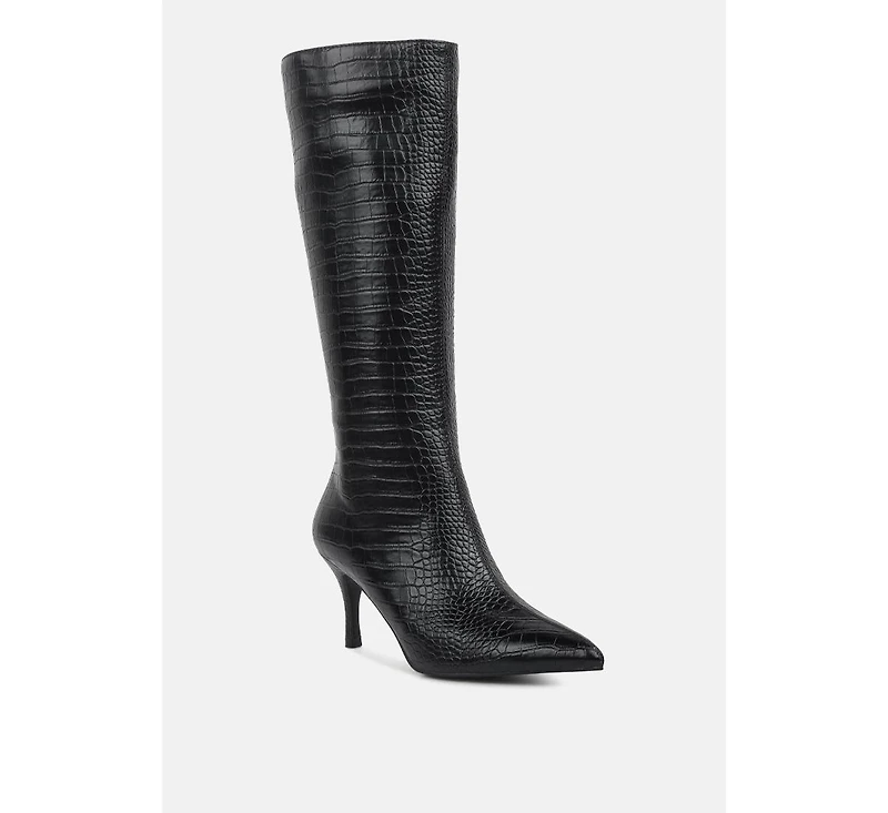 Uptown Pointed Mid Heel Calf Boots