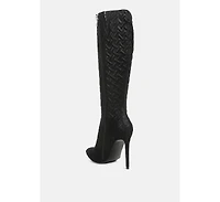 Tinkles Embossed High Heeled Calf Boots