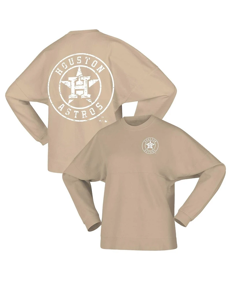 Women's Fanatics Tan Houston Astros Branded Fleece Pullover Sweatshirt