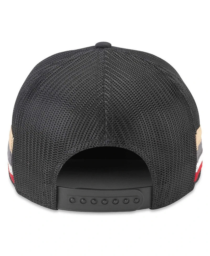 Men's American Needle Black Vegas Golden Knights HotFoot Stripes Trucker Adjustable Hat