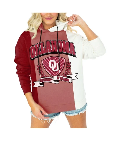 Women's Gameday Couture Crimson Oklahoma Sooners Hall of Fame Colorblock Pullover Hoodie