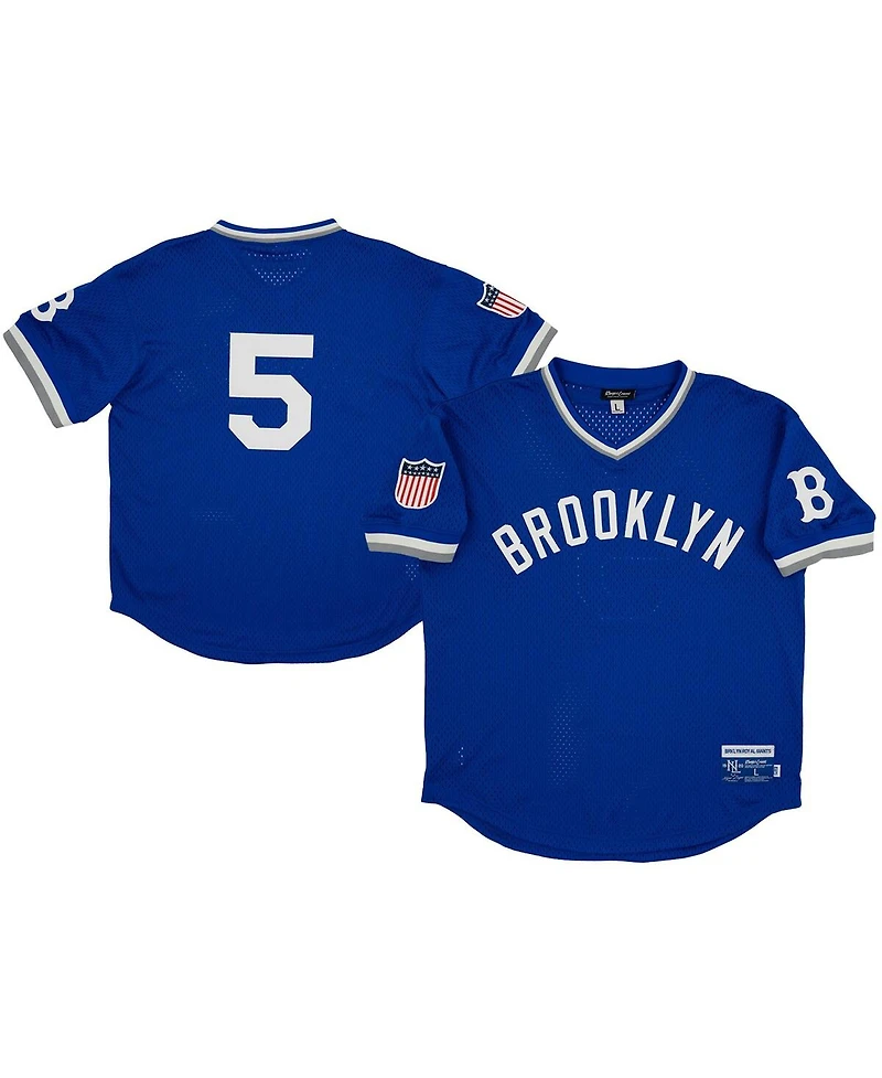 Men's Rings & Crwns #5 Royal Distressed Brooklyn Royal Giants Mesh Replica V-Neck Jersey
