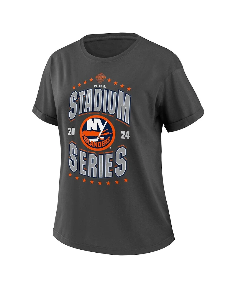 Women's Wear by Erin Andrews Charcoal New York Islanders 2024 Nhl Stadium Series Boyfriend T-shirt