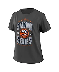 Women's Wear by Erin Andrews Charcoal New York Islanders 2024 Nhl Stadium Series Boyfriend T-shirt