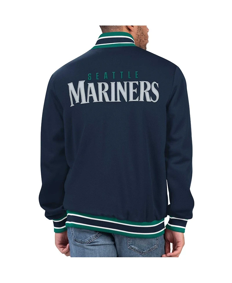 Men's Starter Navy Seattle Mariners Secret Weapon Satin Full-Snap Jacket