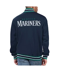 Men's Starter Navy Seattle Mariners Secret Weapon Satin Full-Snap Jacket