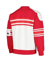 Men's Starter White Chicago Blackhawks Defense Fleece Crewneck Pullover Sweatshirt