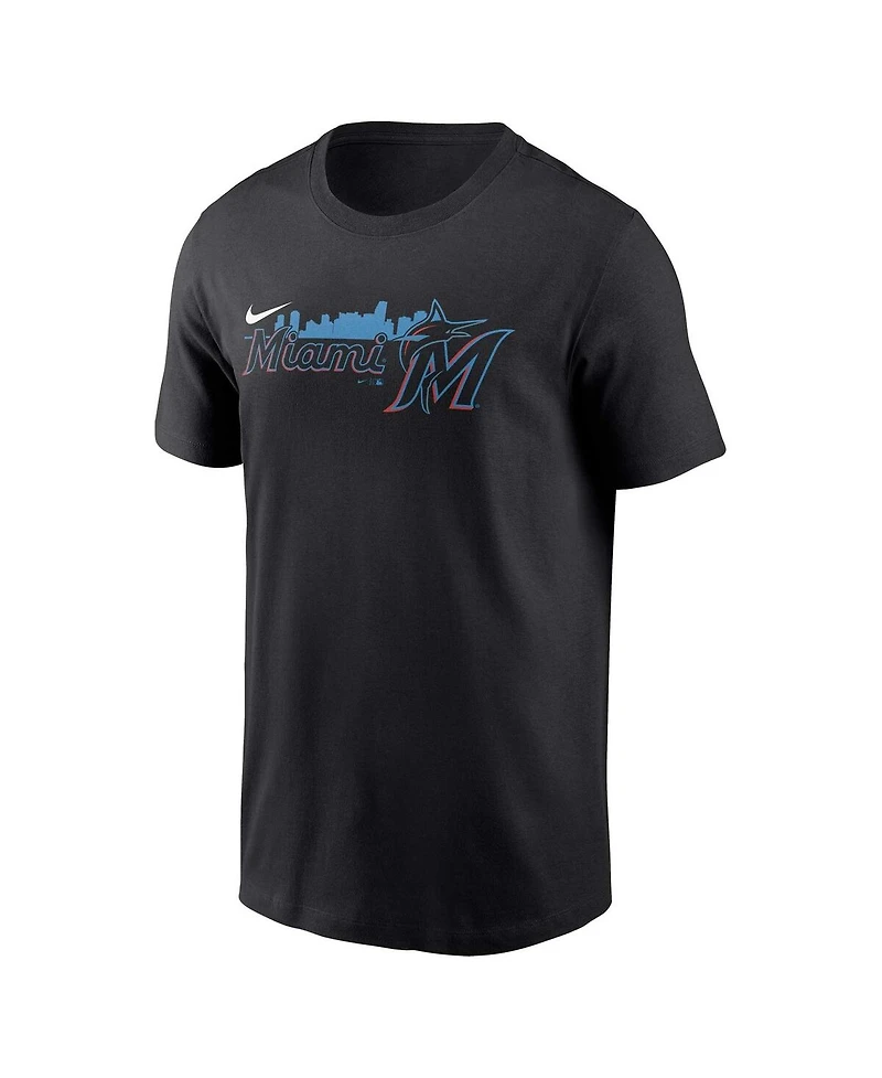 Men's Nike Black Miami Marlins Local Team Skyline T-shirt