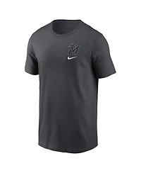 Men's Nike Charcoal Miami Marlins Logo Sketch Bar T-shirt