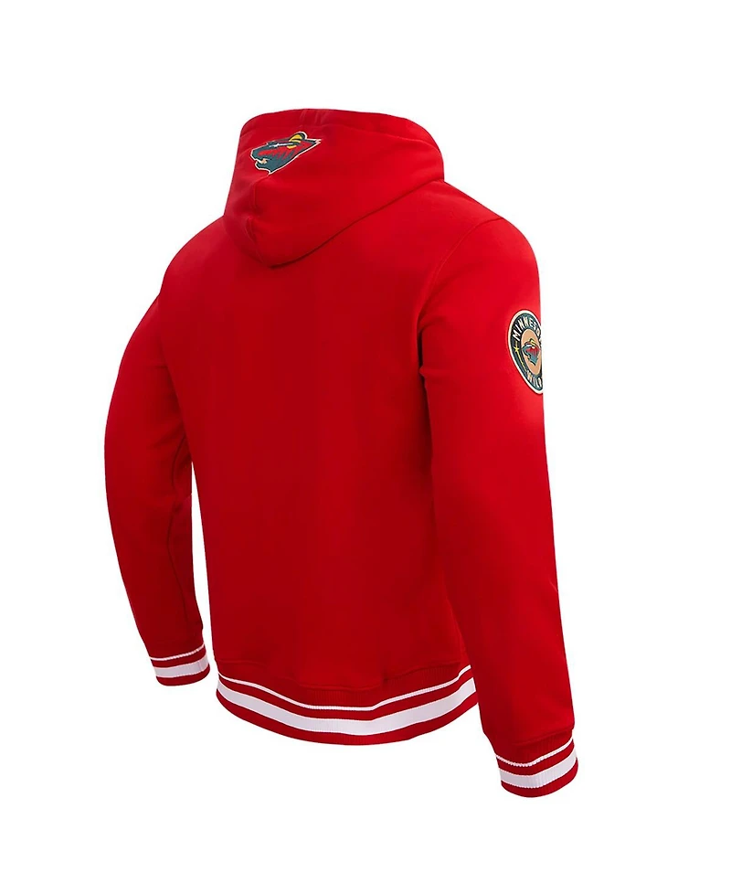 Men's Pro Standard Red Minnesota Wild Retro Classic Fleece Pullover Hoodie