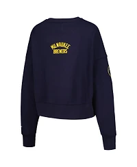 Women's Pro Standard Navy Milwaukee Brewers Painted Sky Pullover Sweatshirt