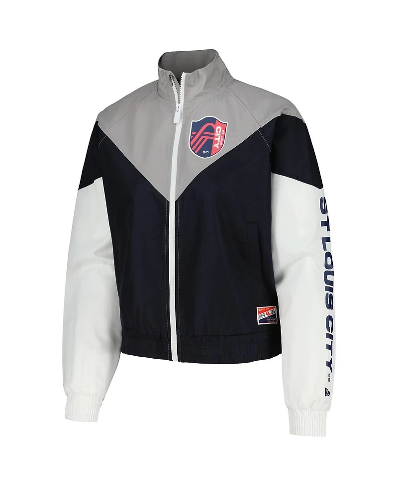 Women's 5th & Ocean by New Era Navy St. Louis City Sc Cropped Full-Zip Windbreaker Jacket