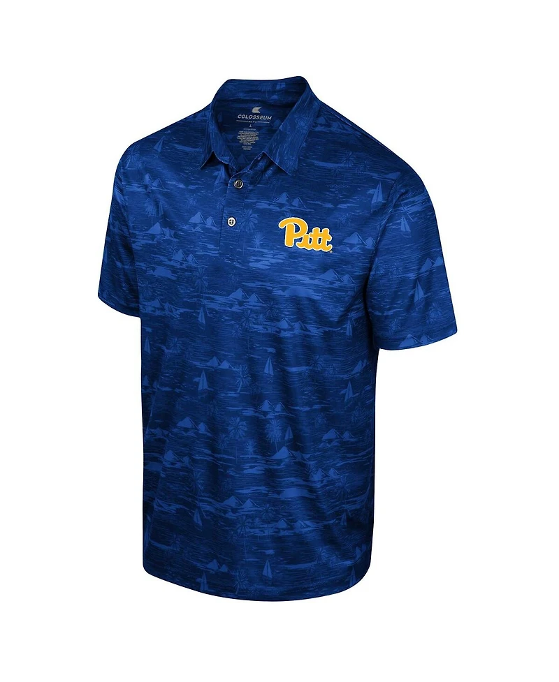 Men's Colosseum Royal Pitt Panthers Daly Print Polo Shirt