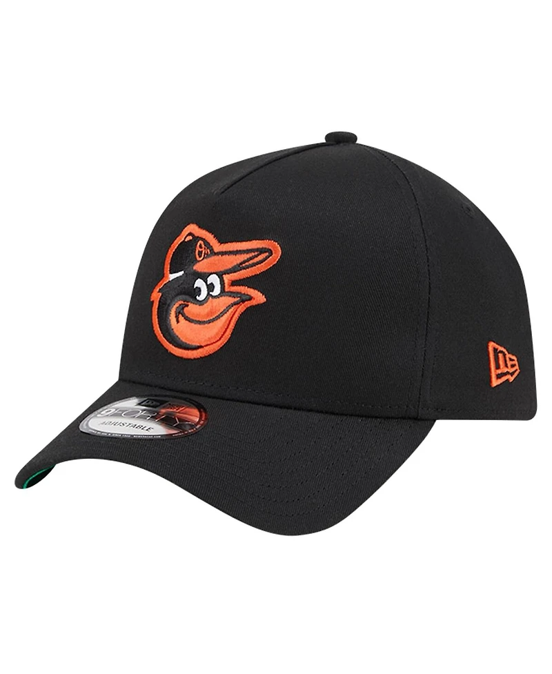 Men's New Era Black Baltimore Orioles Team Color A-Frame 9FORTY Adjustable Hat