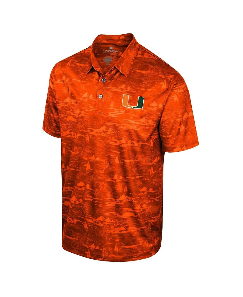 Men's Colosseum Orange Miami Hurricanes Daly Print Polo Shirt