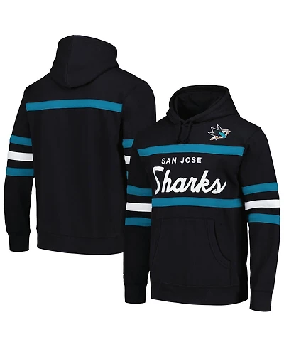Men's Mitchell & Ness Black San Jose Sharks Head Coach Pullover Hoodie