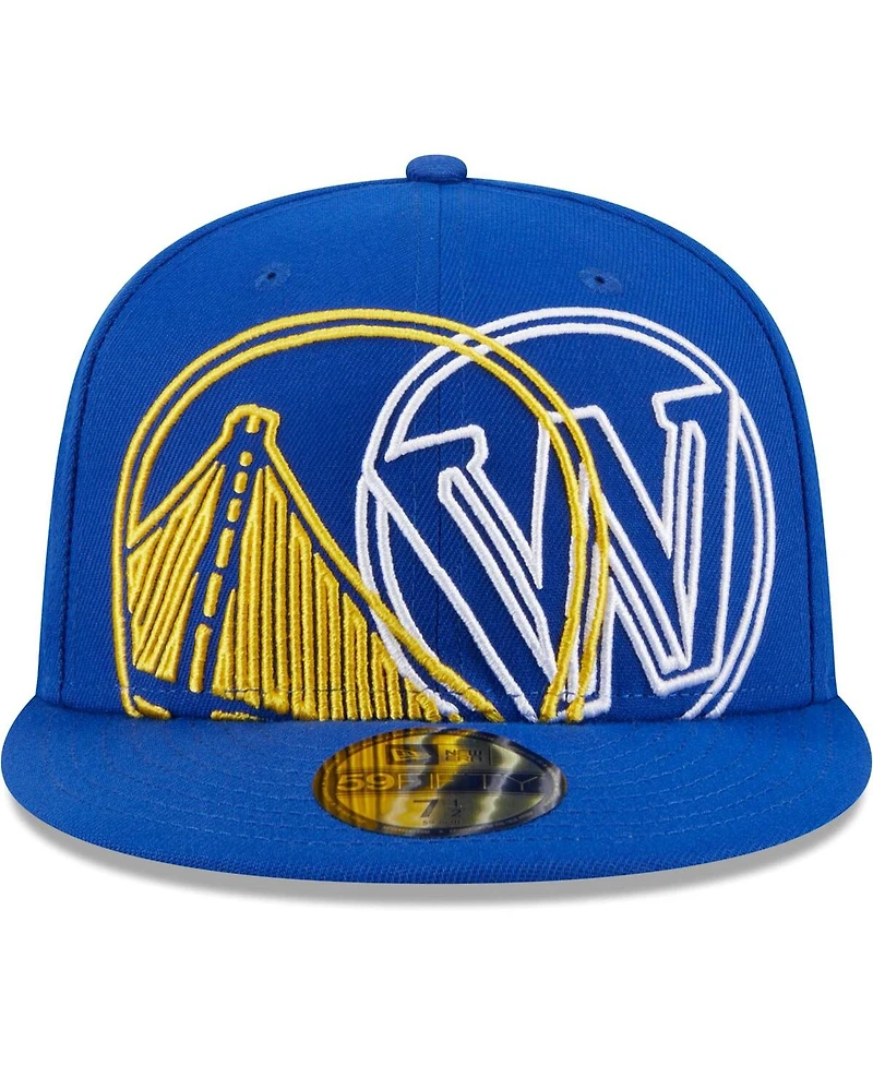 Men's New Era Royal Golden State Warriors Game Day Hollow Logo Mashup 59FIFTY Fitted Hat