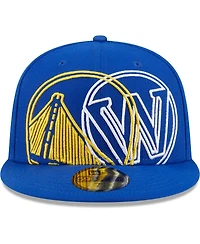 Men's New Era Royal Golden State Warriors Game Day Hollow Logo Mashup 59FIFTY Fitted Hat