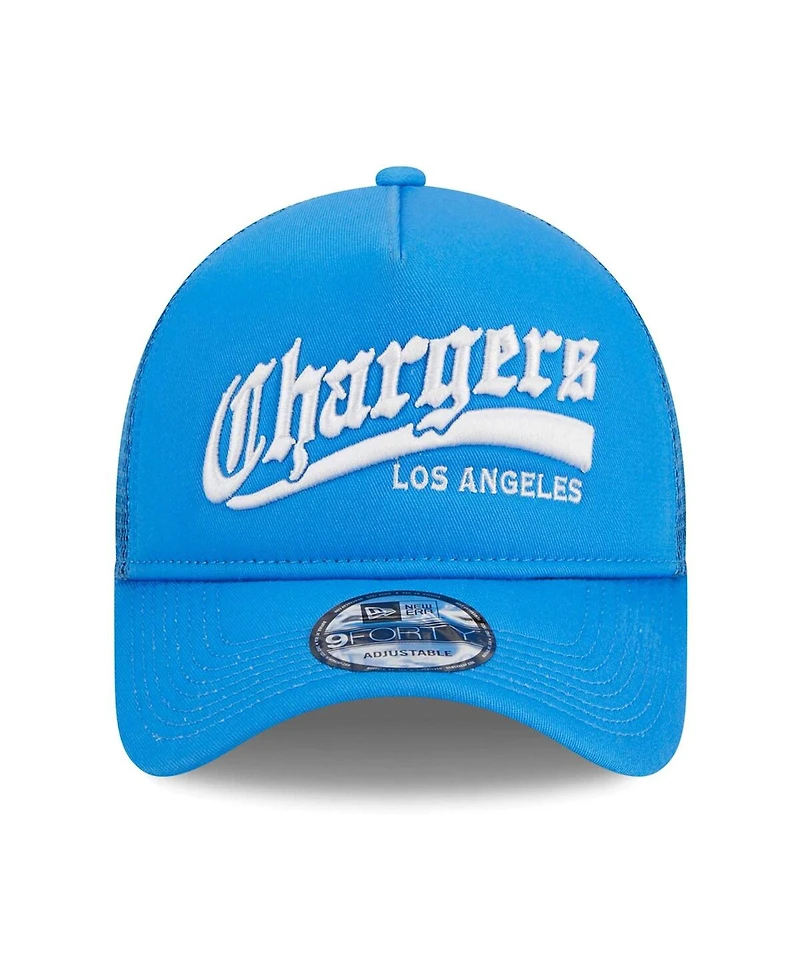 Men's New Era Powder Blue Los Angeles Chargers Caliber Trucker 9FORTY Adjustable Hat