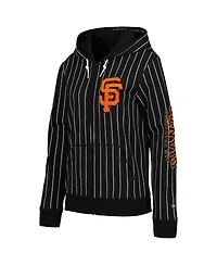 Women's New Era Black San Francisco Giants Pinstripe Tri-Blend Full-Zip Jacket