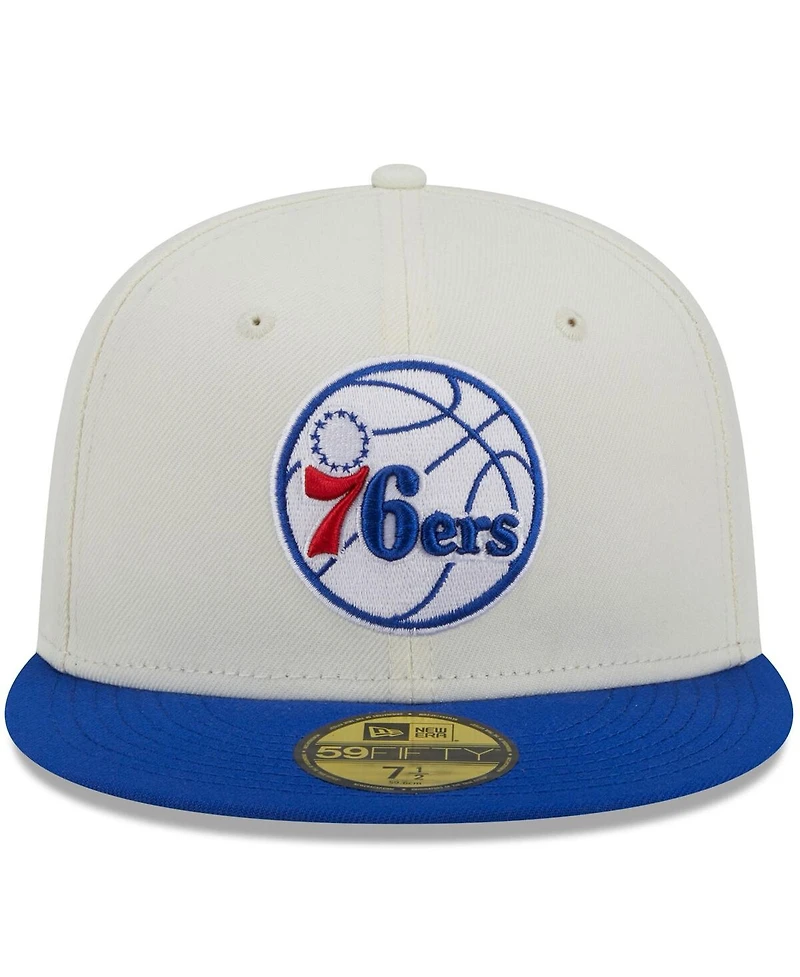Men's New Era x Staple Cream, Royal Philadelphia 76ers Nba Two-Tone 59FIFTY Fitted Hat
