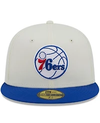 Men's New Era x Staple Cream, Royal Philadelphia 76ers Nba Two-Tone 59FIFTY Fitted Hat