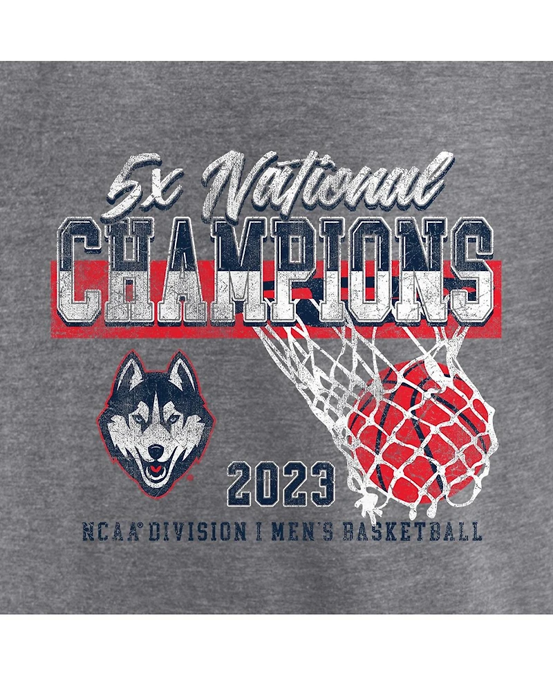 Fanatics Heather Gray UConn Huskies Five-Time Ncaa Men's Basketball National Champions Retro Tri-Blend Long Sleeve T-shirt