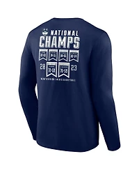 Men's Fanatics Navy UConn Huskies 2023 Ncaa Basketball National Champions Schedule Long Sleeve T-shirt