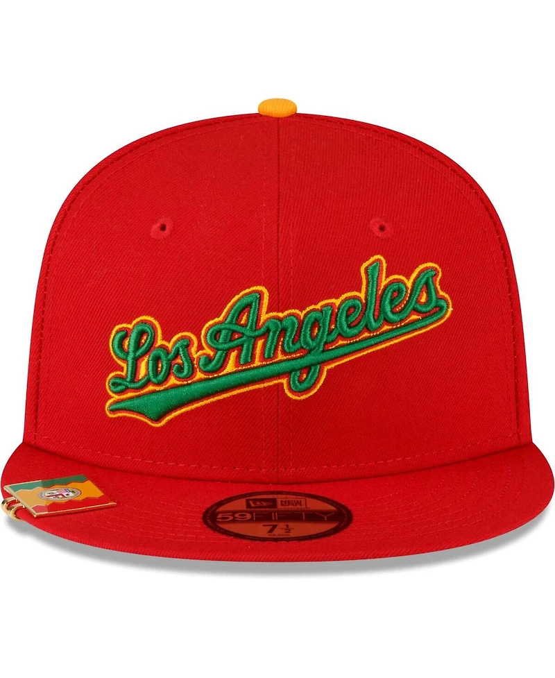 Men's New Era Red Los Angeles Dodgers City Flag 59FIFTY Fitted Hat