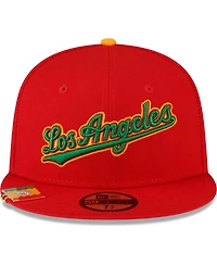 Men's New Era Red Los Angeles Dodgers City Flag 59FIFTY Fitted Hat