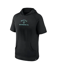 Men's Fanatics Black Seattle Sounders Fc Match Raglan Short Sleeve Pullover Hoodie