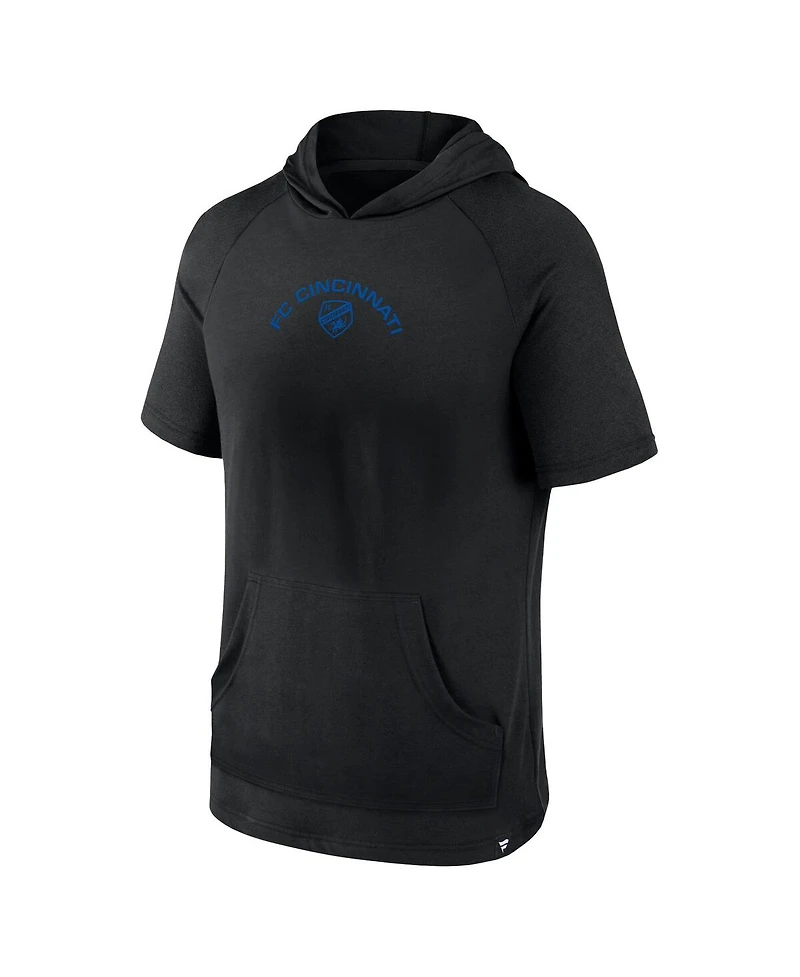 Men's Fanatics Black Fc Cincinnati Match Raglan Short Sleeve Pullover Hoodie