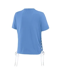 Women's Wear by Erin Andrews Carolina Blue North Tar Heels Side Lace-Up Modest Crop T-shirt