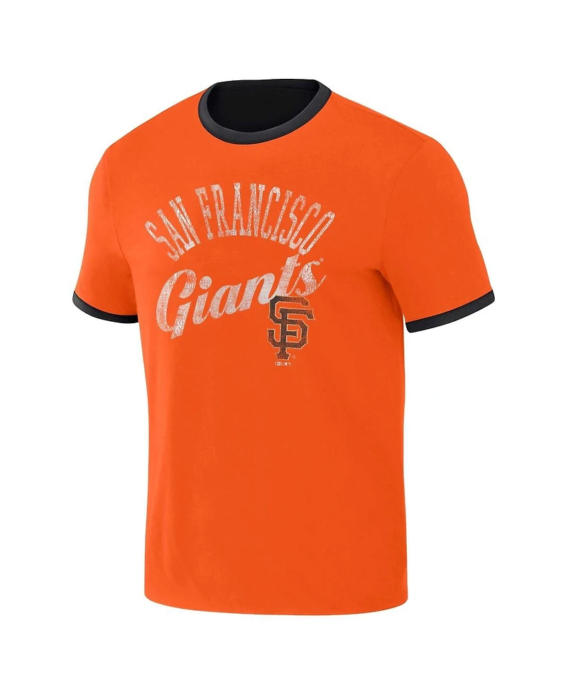 Men's Darius Rucker Collection by Fanatics Black, Orange Distressed San Francisco Giants Two-Way Ringer Reversible T-shirt