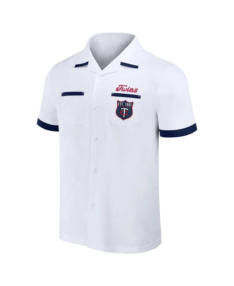 Men's Darius Rucker Collection By Fanatics White Minnesota Twins Bowling Button-Up Shirt